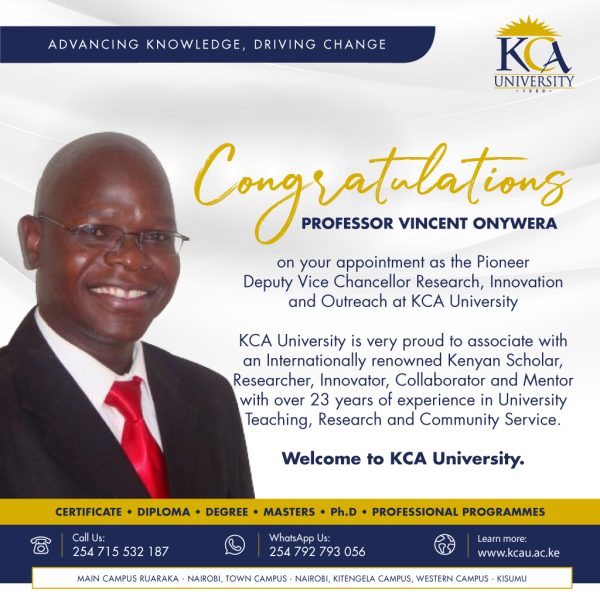 Congratulations Prof. Vincent O. Onywera on your appointment as the ...